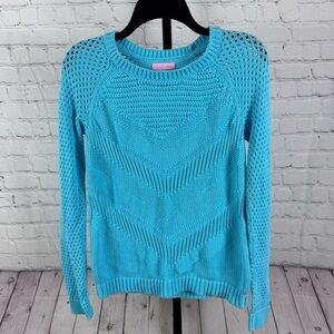 Lilly Pulitzer Aqua Blue Open Knit Long Sleeve Sweater Size Small
